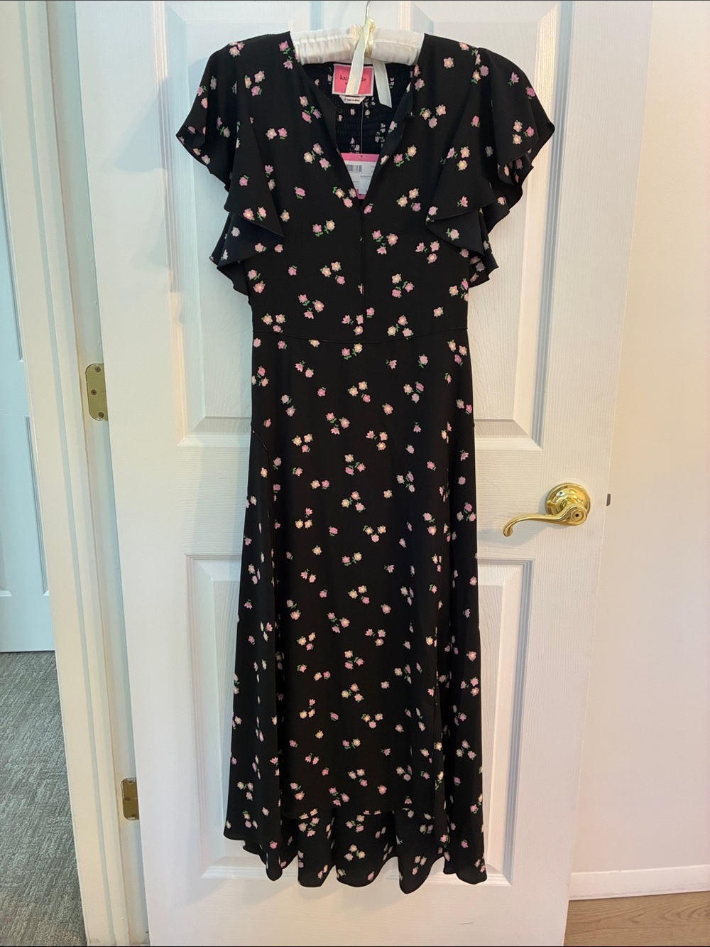 kate spade Black Maxi Dress with Pink Floral Print